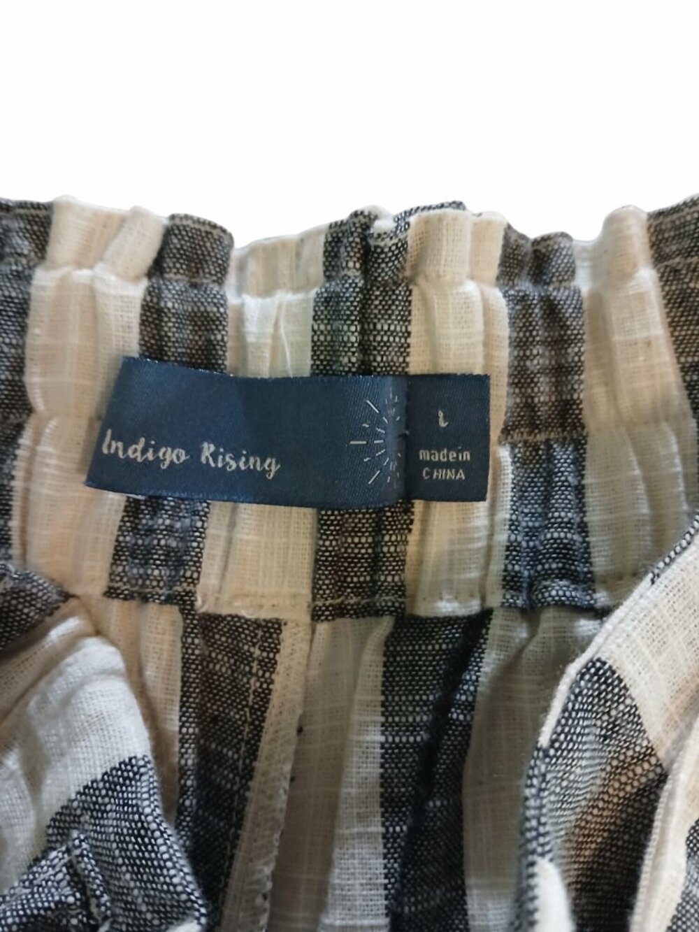 Indigo Rising Womens Ivory Gray Linen Cotton Pants Size L Wide Leg Casual Loose - Picture 4 of 10